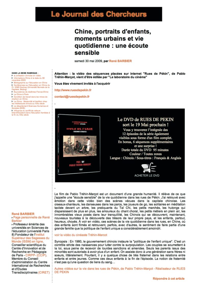 journal des chercheurs - 30 mai 2009