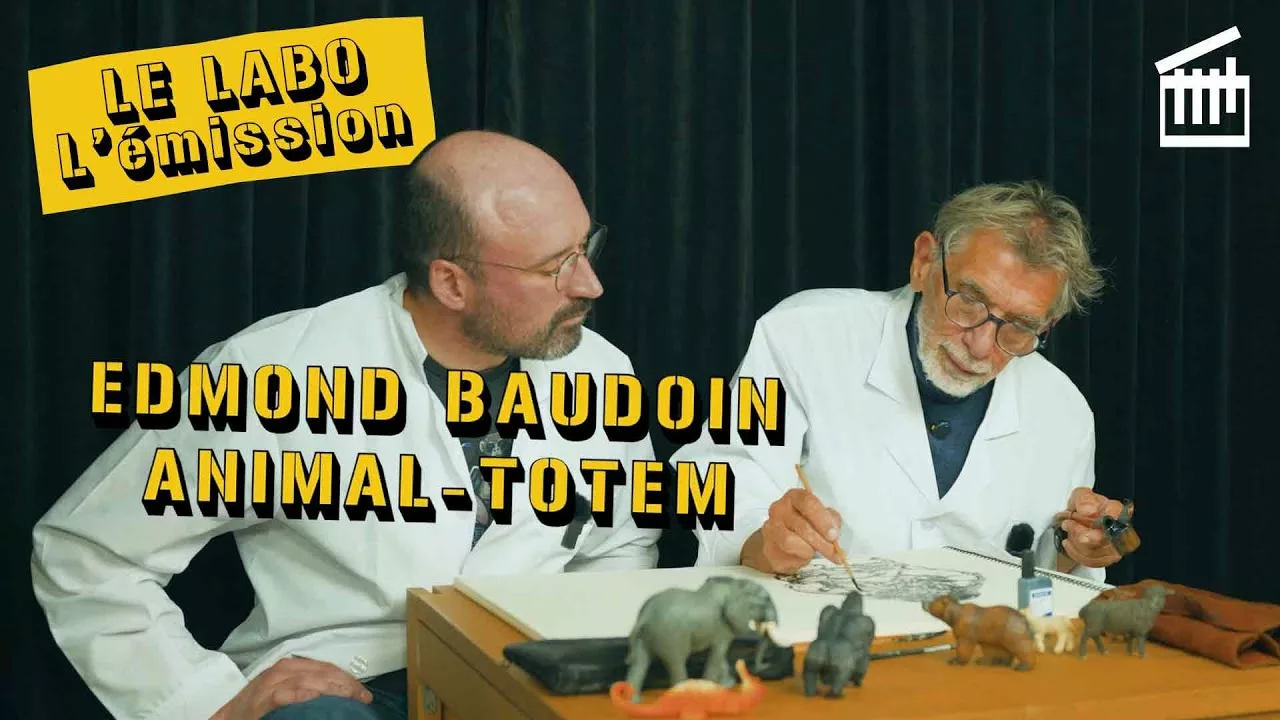 Edmond Baudoin et Pablo Tréhin-Marçot dans la première émission du Laboratoire du Cinéma.